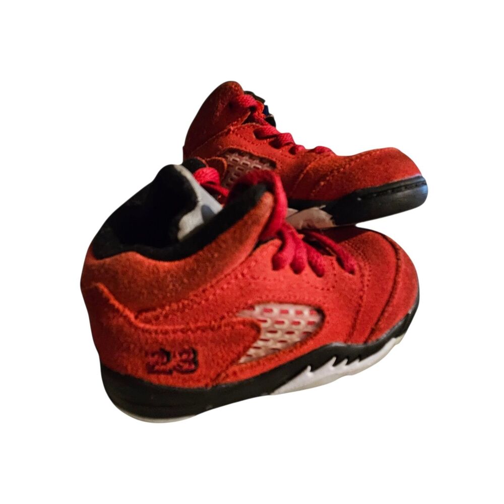 Nike Air Jordan 5 Retro Raging Bull Red Black Toddler Shoes Size 5C 440890-600